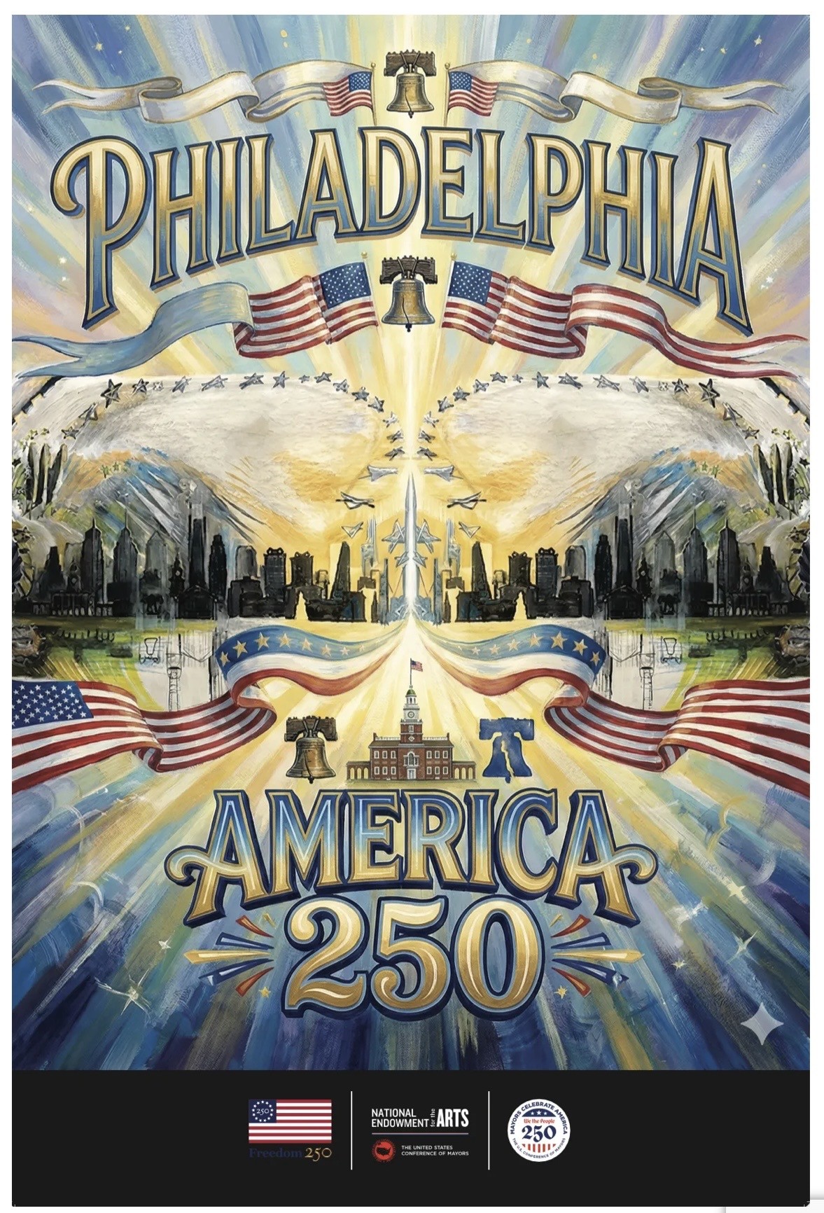 Philadelphia America 250, mixed media by Kimberly Nichole Reising
